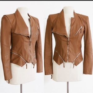 Blank NYC Camel Faux Leather Slim Fit Jacket